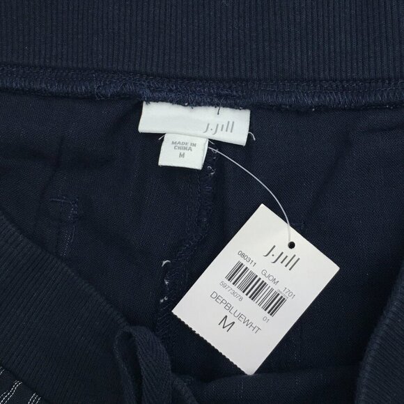 NEW J. Jill Blue & White Striped Straight Leg Pants Elastic Waist Cotton size M - Picture 4 of 9